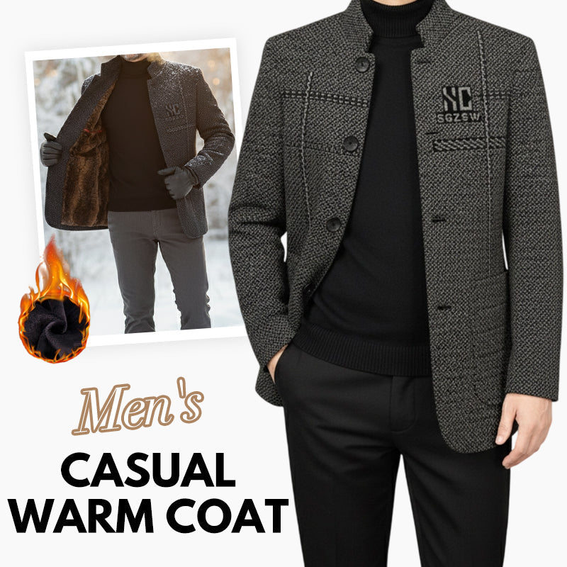 Men's Warm Coat with 3D Structured Fit and Pockets