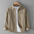 Unisex Cotton Long Sleeve Shirt with Turn-Down Collar