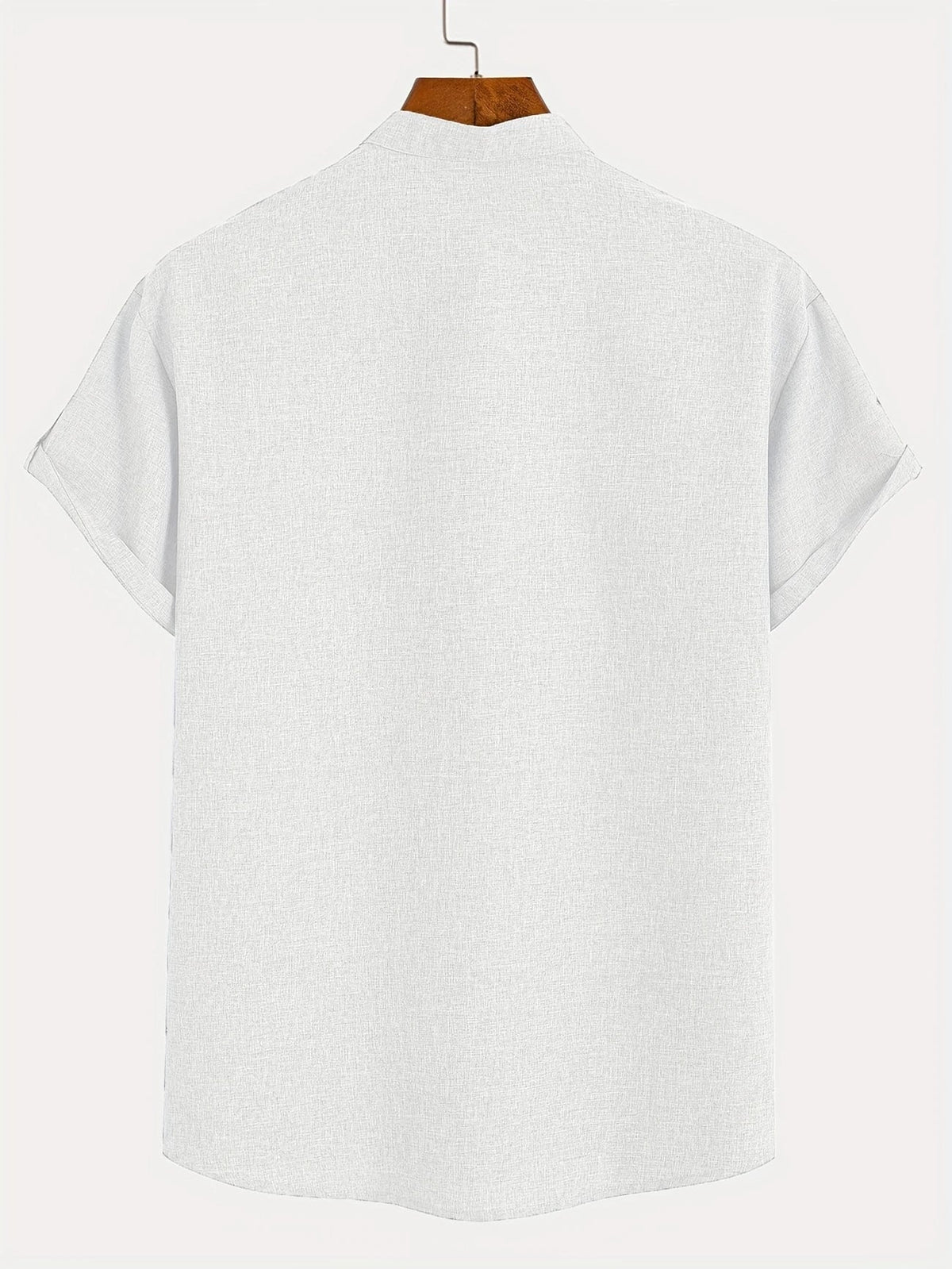 Men's Short-Sleeve Shirt with Stand Collar