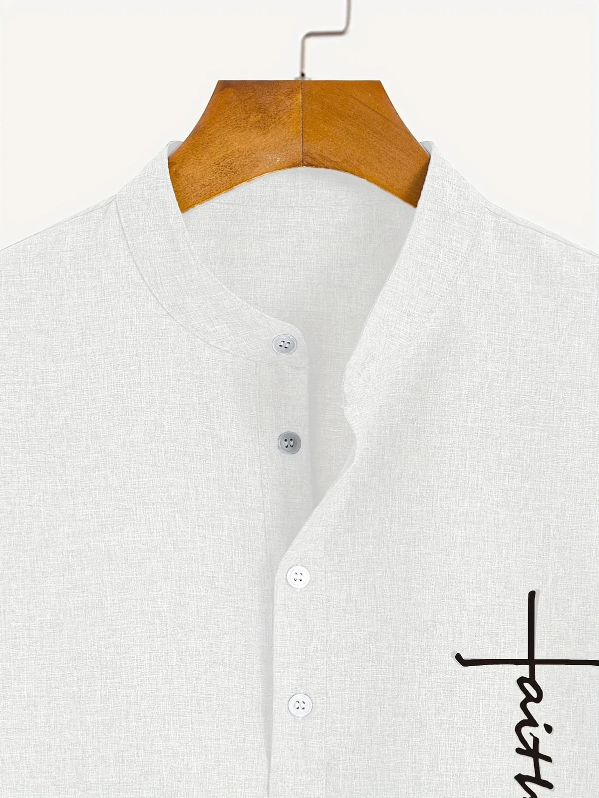 Men's Short-Sleeve Shirt with Stand Collar