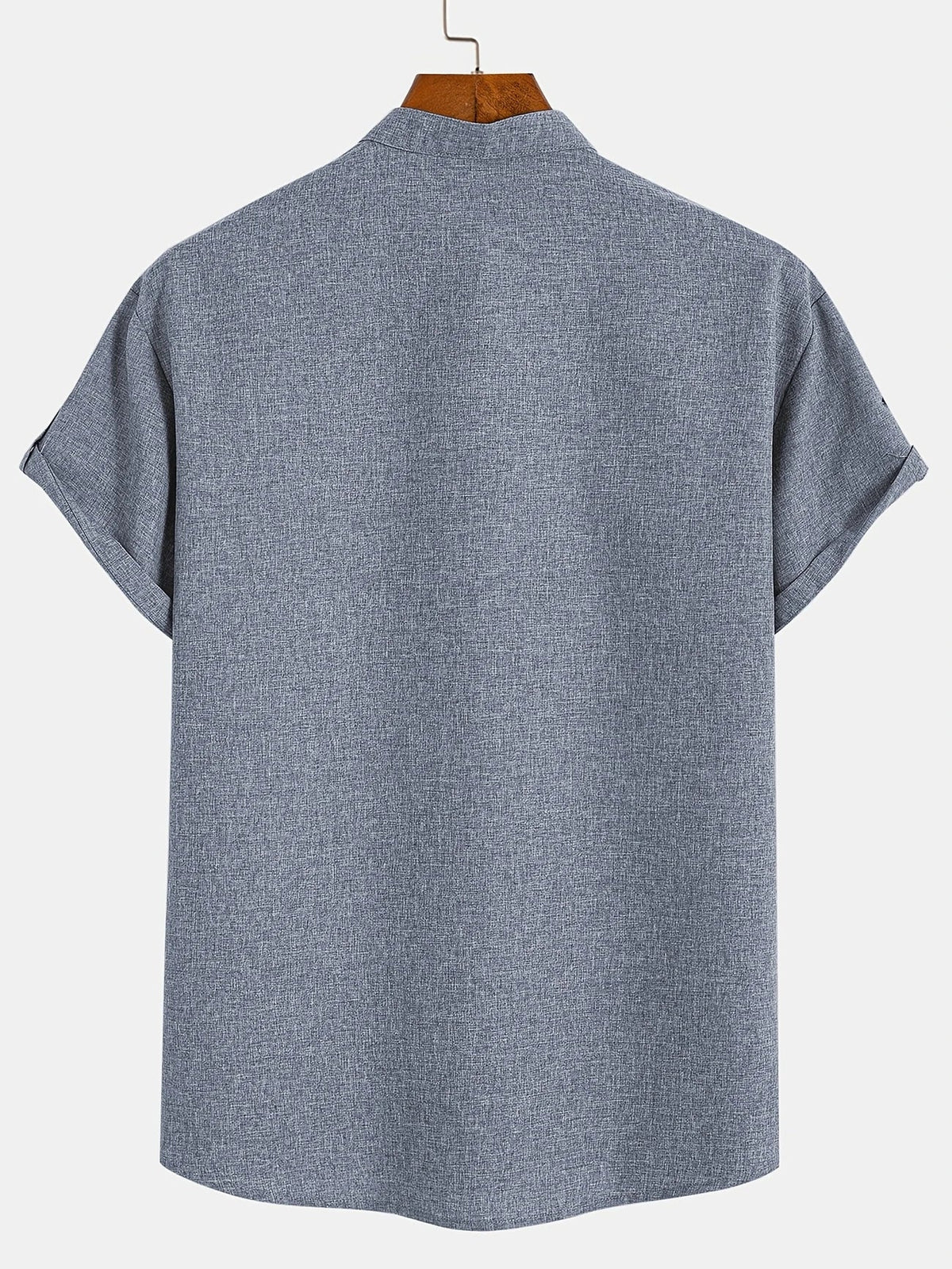 Men's Short-Sleeve Shirt with Stand Collar