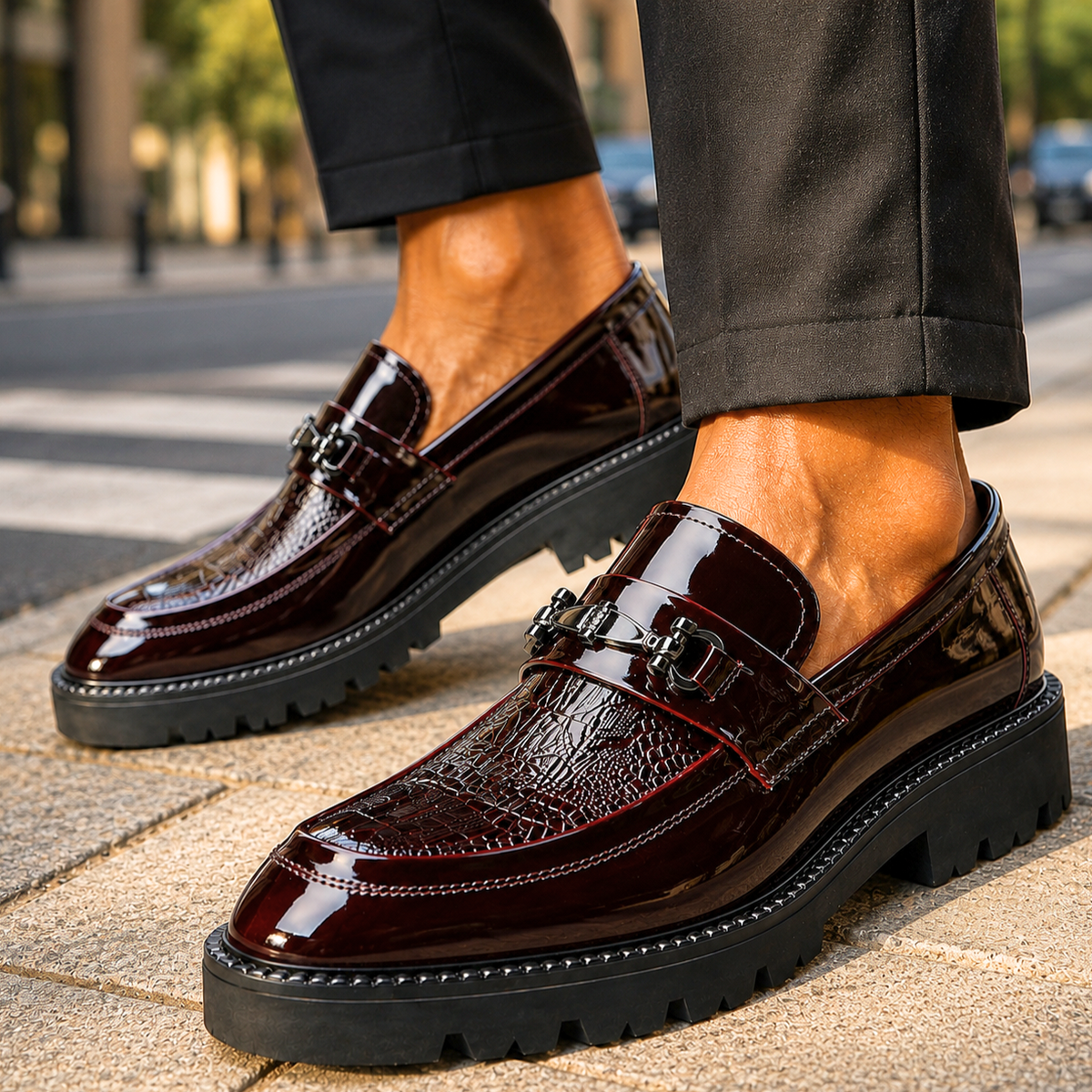 Men's Leather Derbies with Metal Buckle