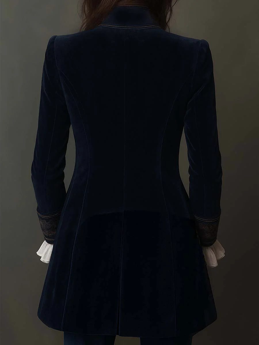 Women's Velvet Embroidered Long Jacket