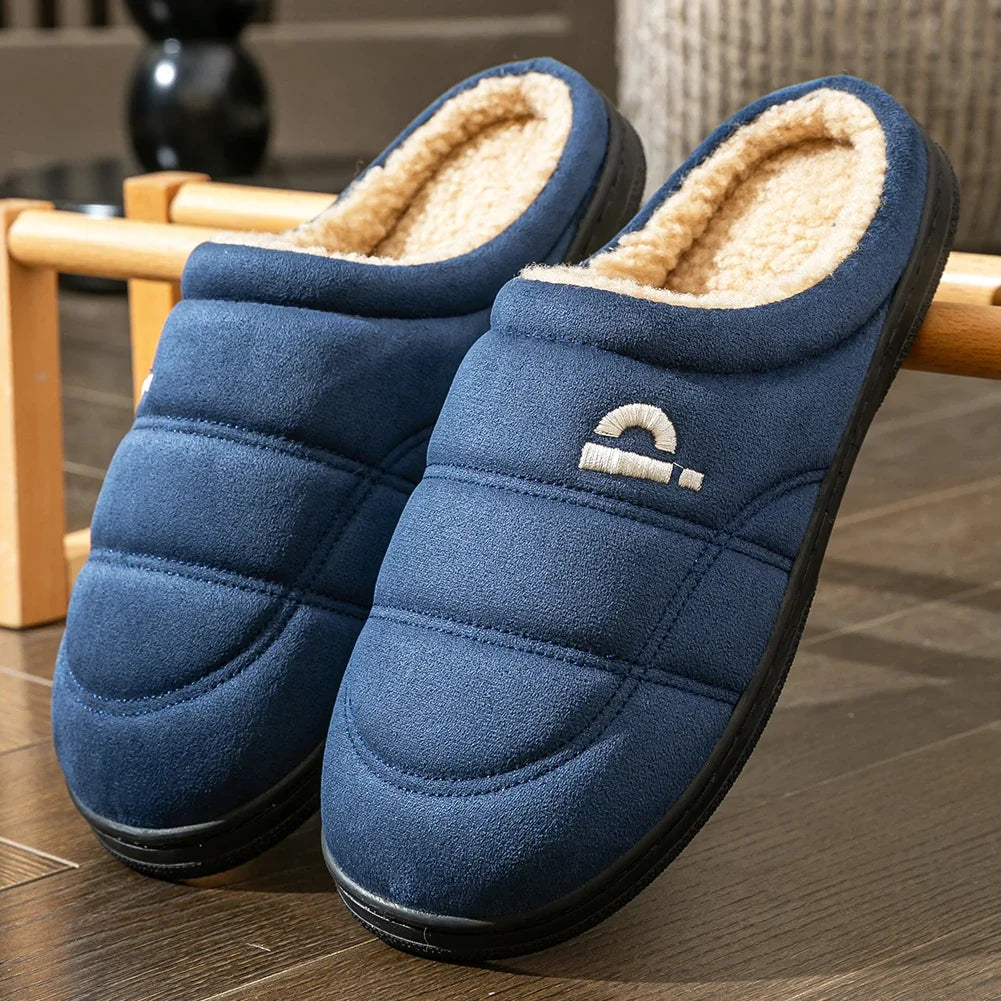 Unisex Suede Platform Slippers with Memory Foam