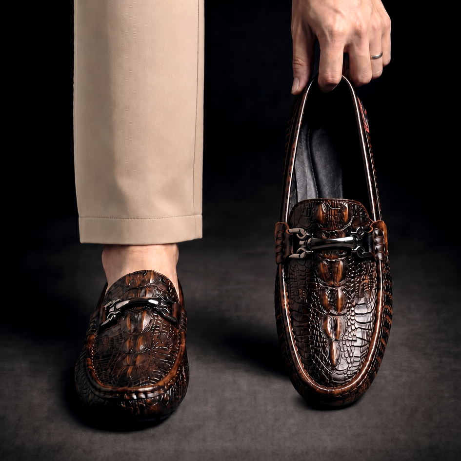 Men's Croc-Embossed Leather Loafers
