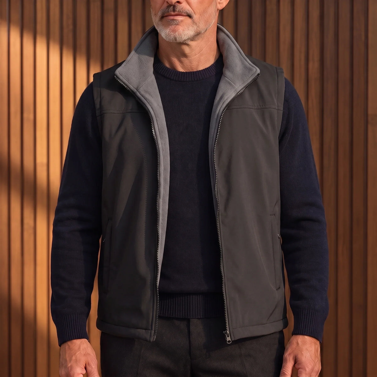 Unisex Softshell Fleece Vest with High Collar