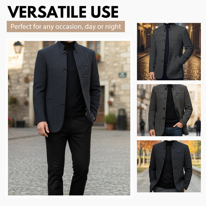 Men's Warm Coat with 3D Structured Fit and Pockets