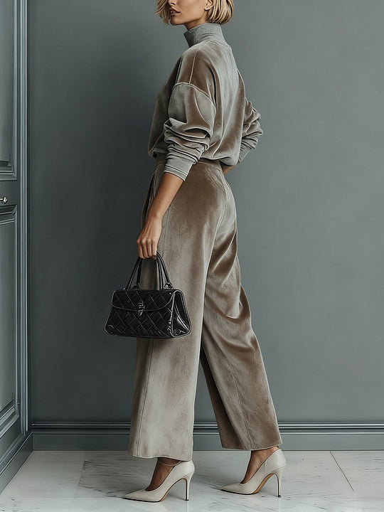 Women's Clothing Set with Turtleneck in Warm Velvet