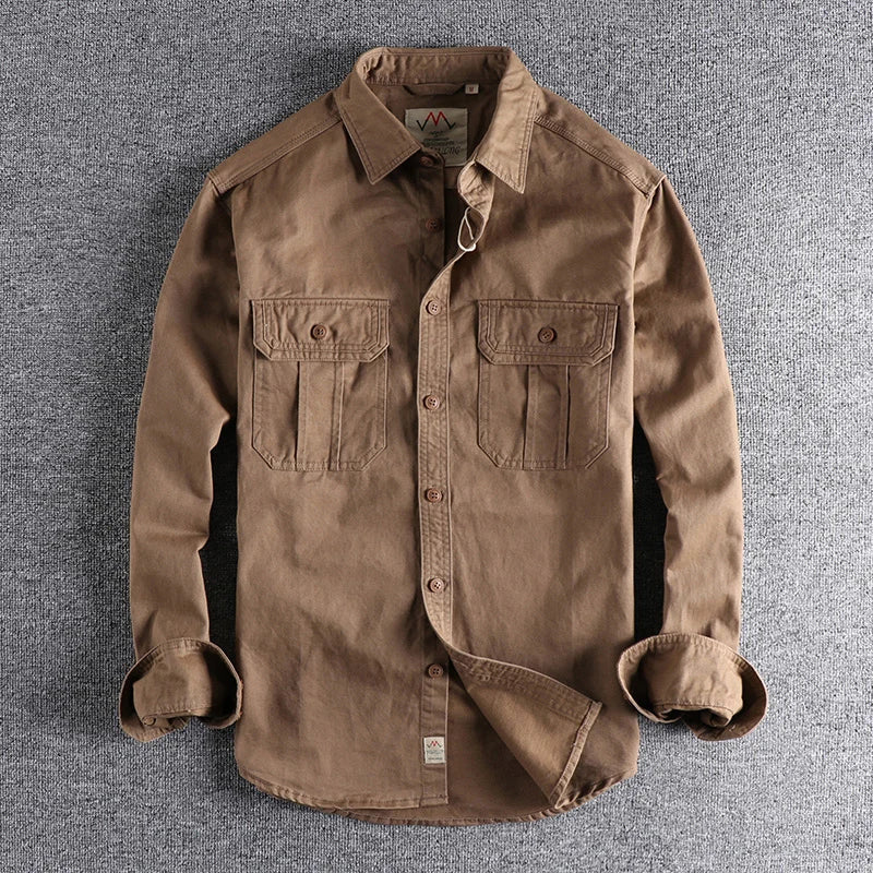 Unisex Cotton Overshirt Jacket with Double Chest Pockets