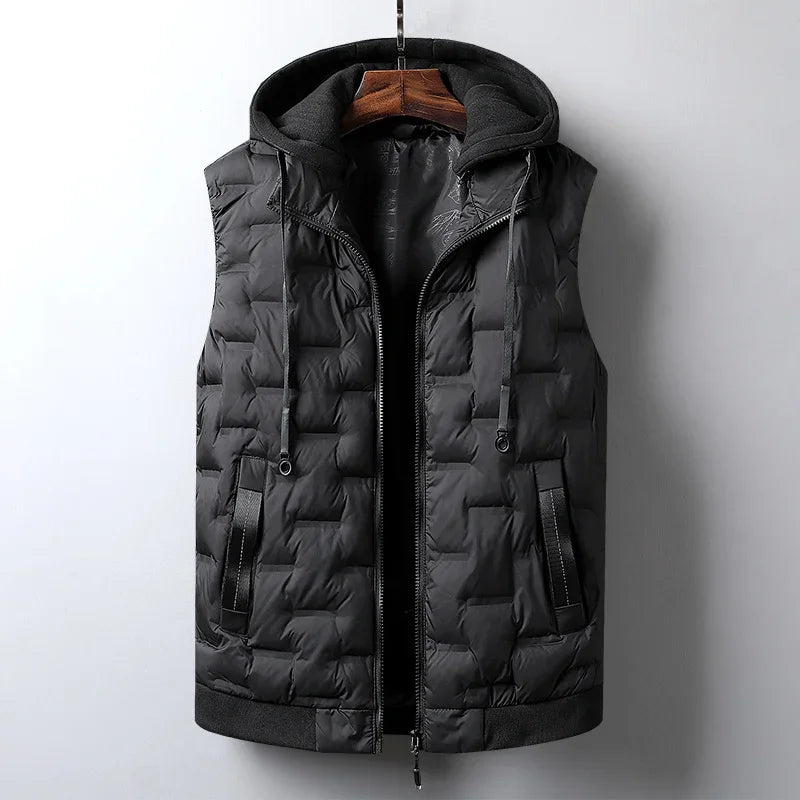 Unisex Quilted Vest with Detachable Hood
