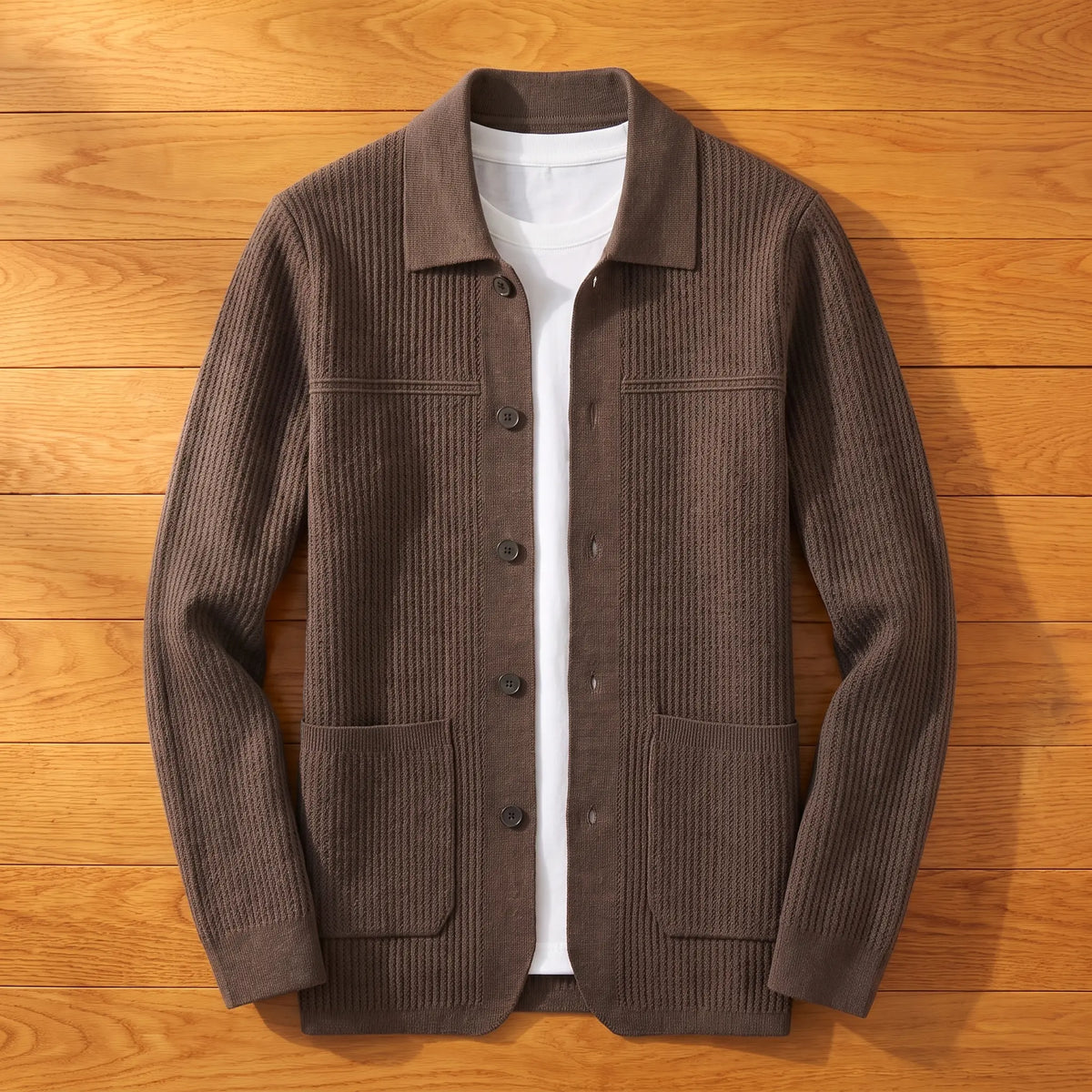 Unisex Cardigan in Jacquard Knit with Buttons