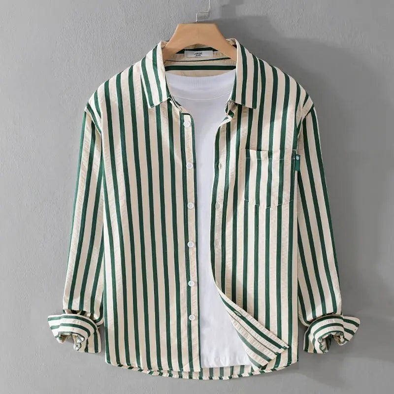 Unisex Shirt with Textured Stripe and Long Sleeves