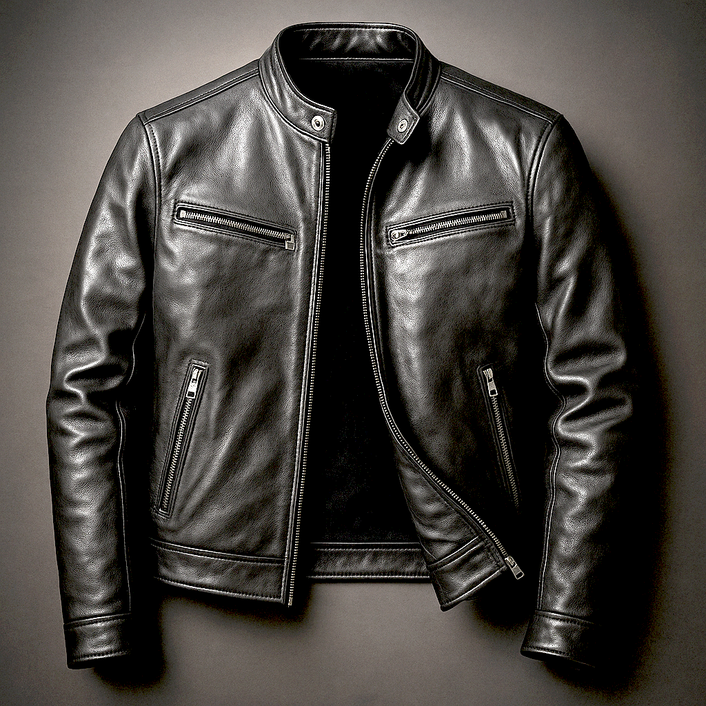 Unisex Vintage Leather Jacket with Four Pockets