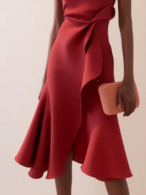 Women's Sleeveless A-Line Midi Dress with Waist Twist