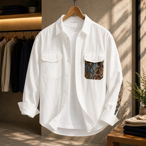 Unisex Overshirt Jacket with Aztec Patch Pocket