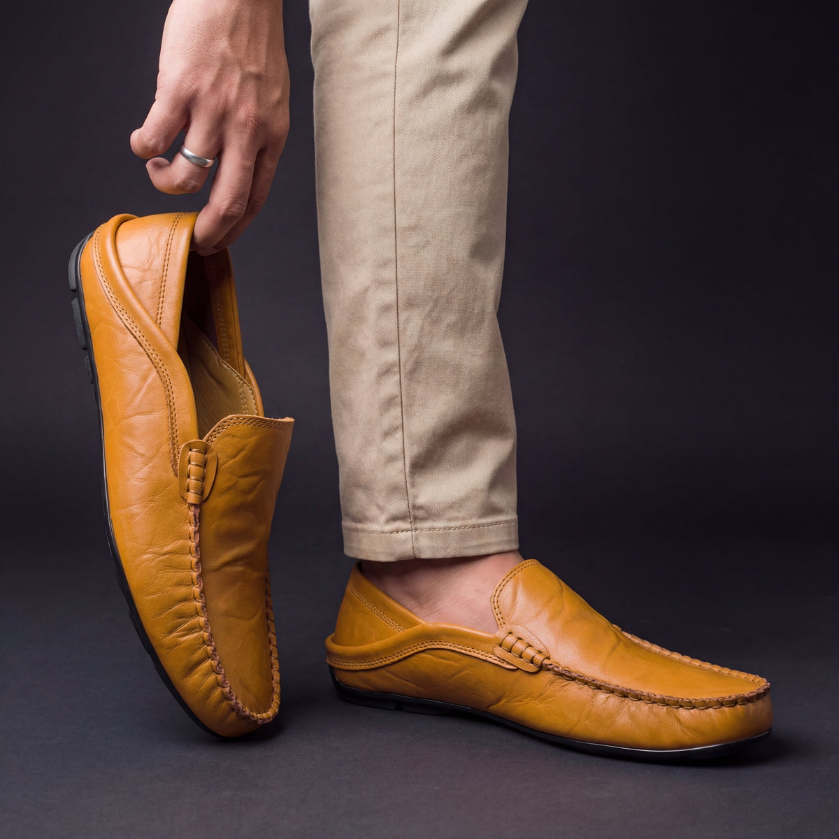 Men's Leather Loafers with Cushioned Sole