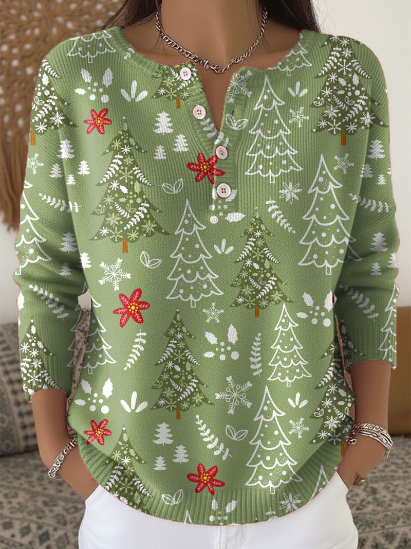 Women's Christmas Sweater with Button Detail