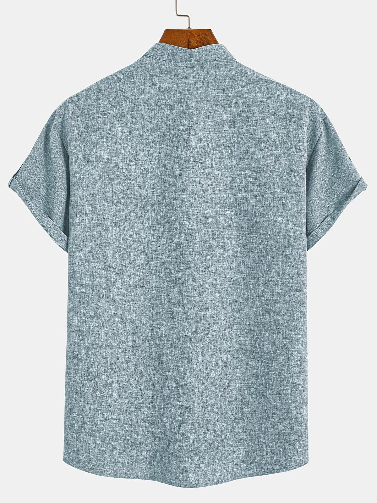 Men's Short-Sleeve Shirt with Stand Collar