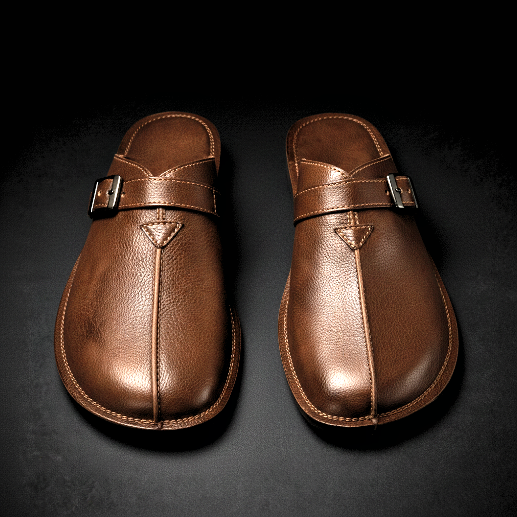 Men's Mules with Sculpted Buckle and Cushioned Footbed