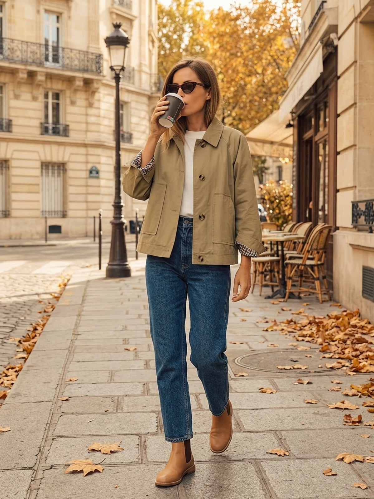 Women's Classic Jacket with Collar and Button Front