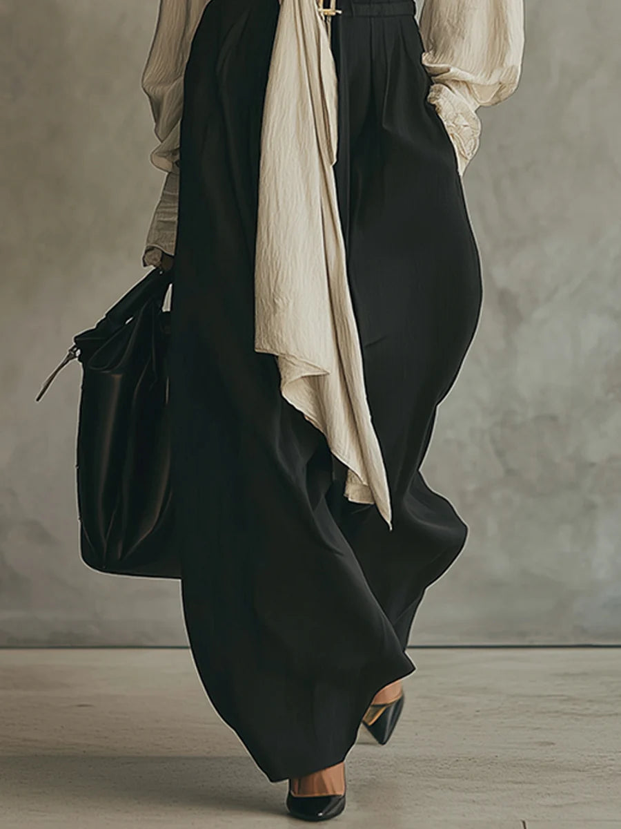 Women's Clothing Set with Lace-Up Shirt and Trousers