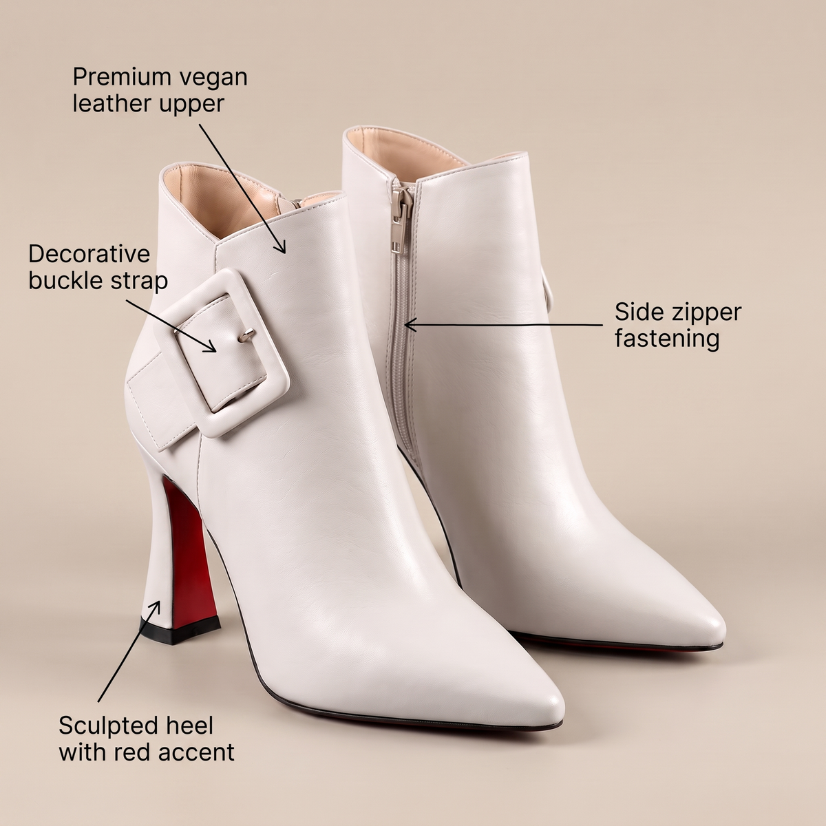 Unisex Boots with Strap Details and Block Heel