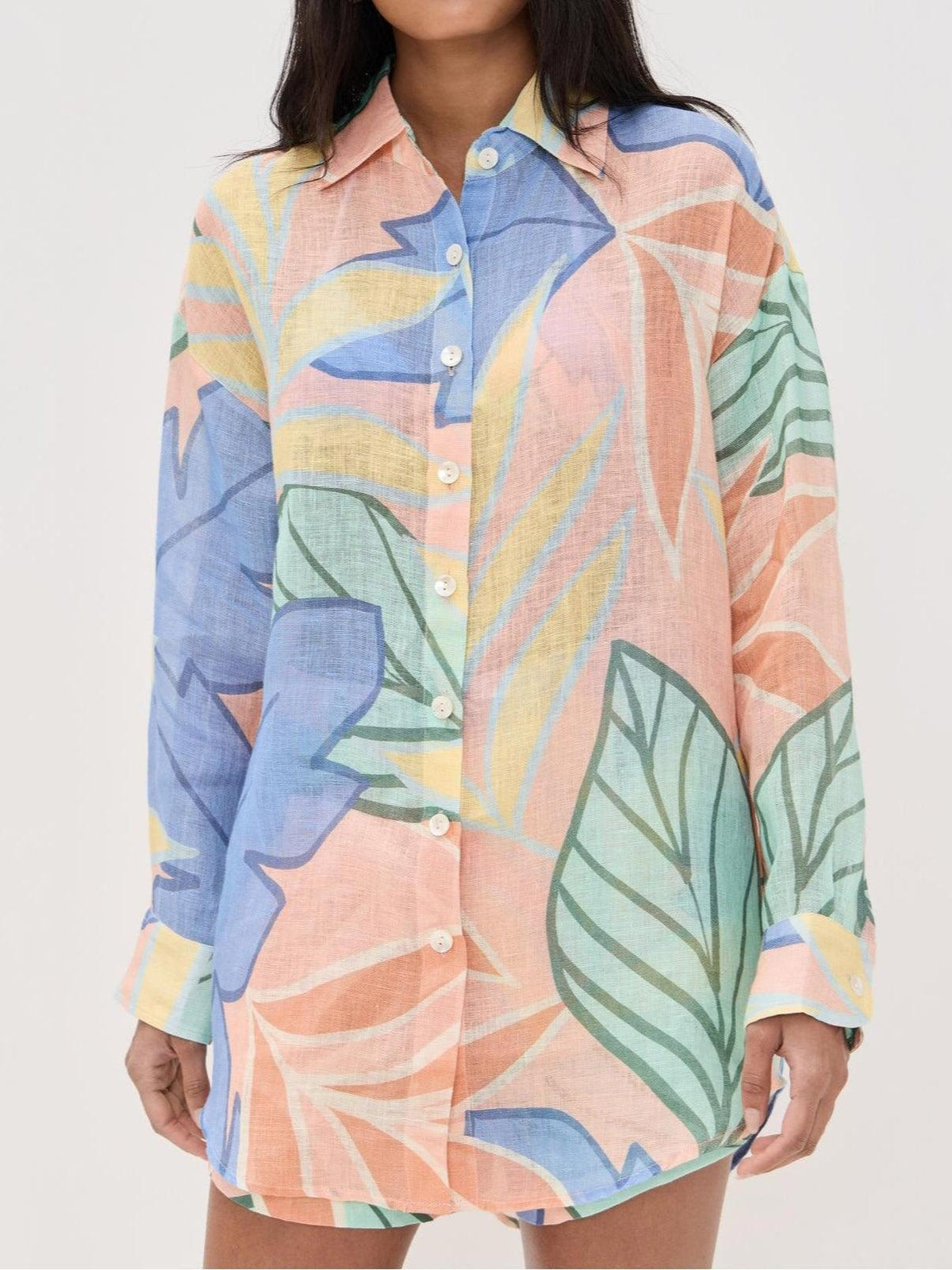Women's Clothing Set with Tropical Leaf Print