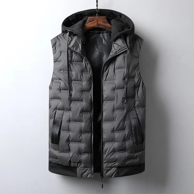 Unisex Quilted Vest with Detachable Hood