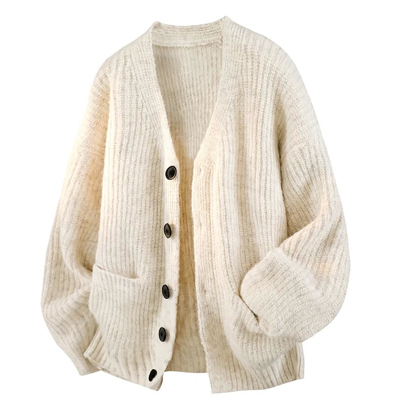 Unisex V-Neck Cardigan with Relaxed Fit