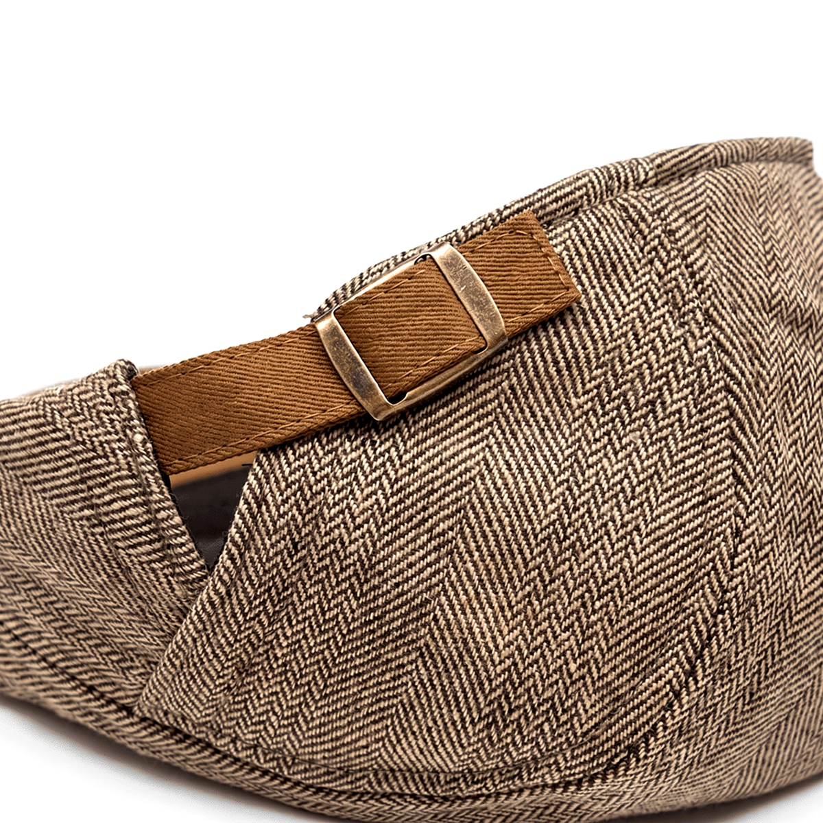 Men's Herringbone Flat Cap with Adjustable Back Strap