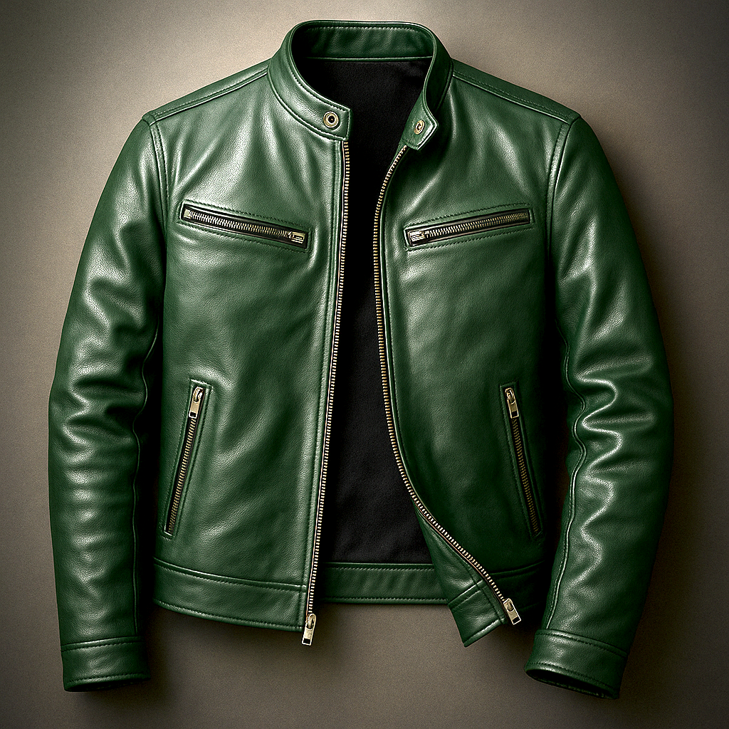 Unisex Vintage Leather Jacket with Four Pockets