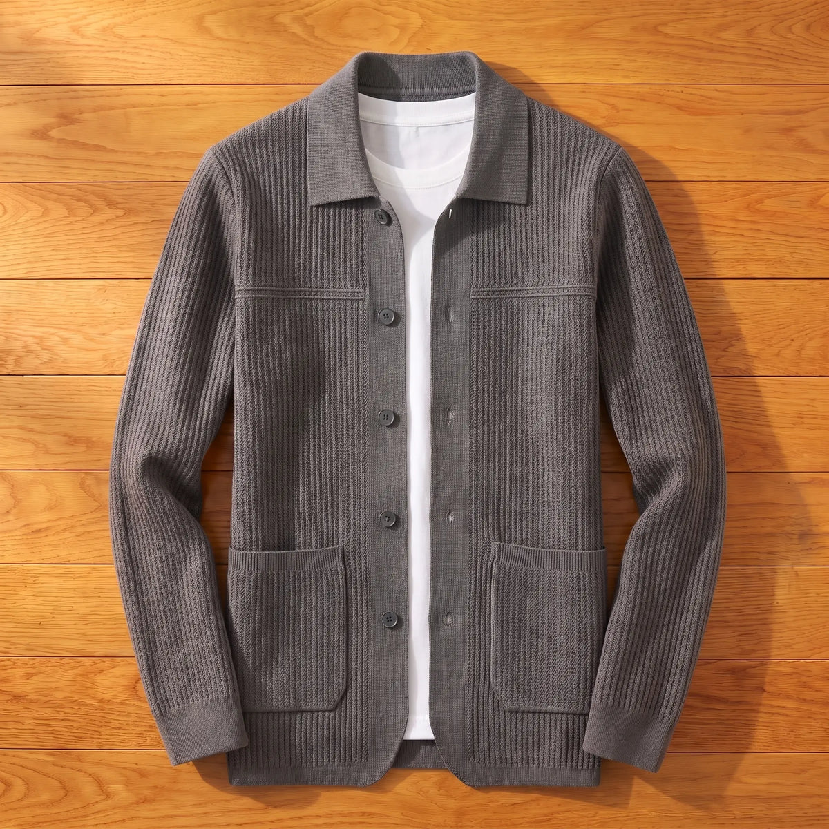 Unisex Cardigan in Jacquard Knit with Buttons