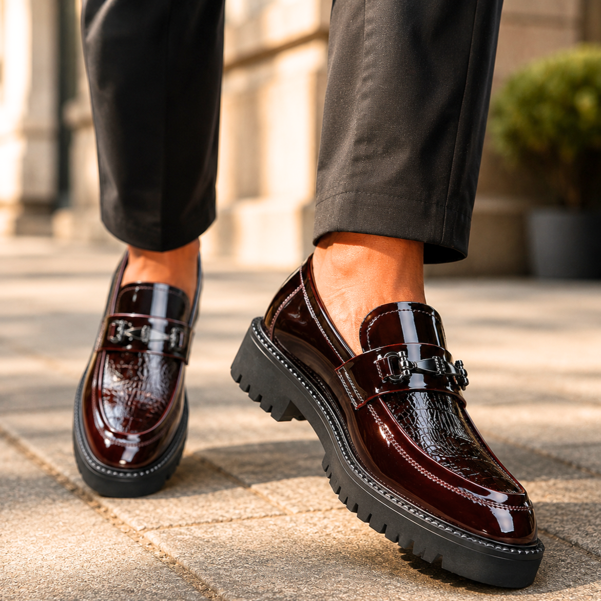Men's Leather Derbies with Metal Buckle