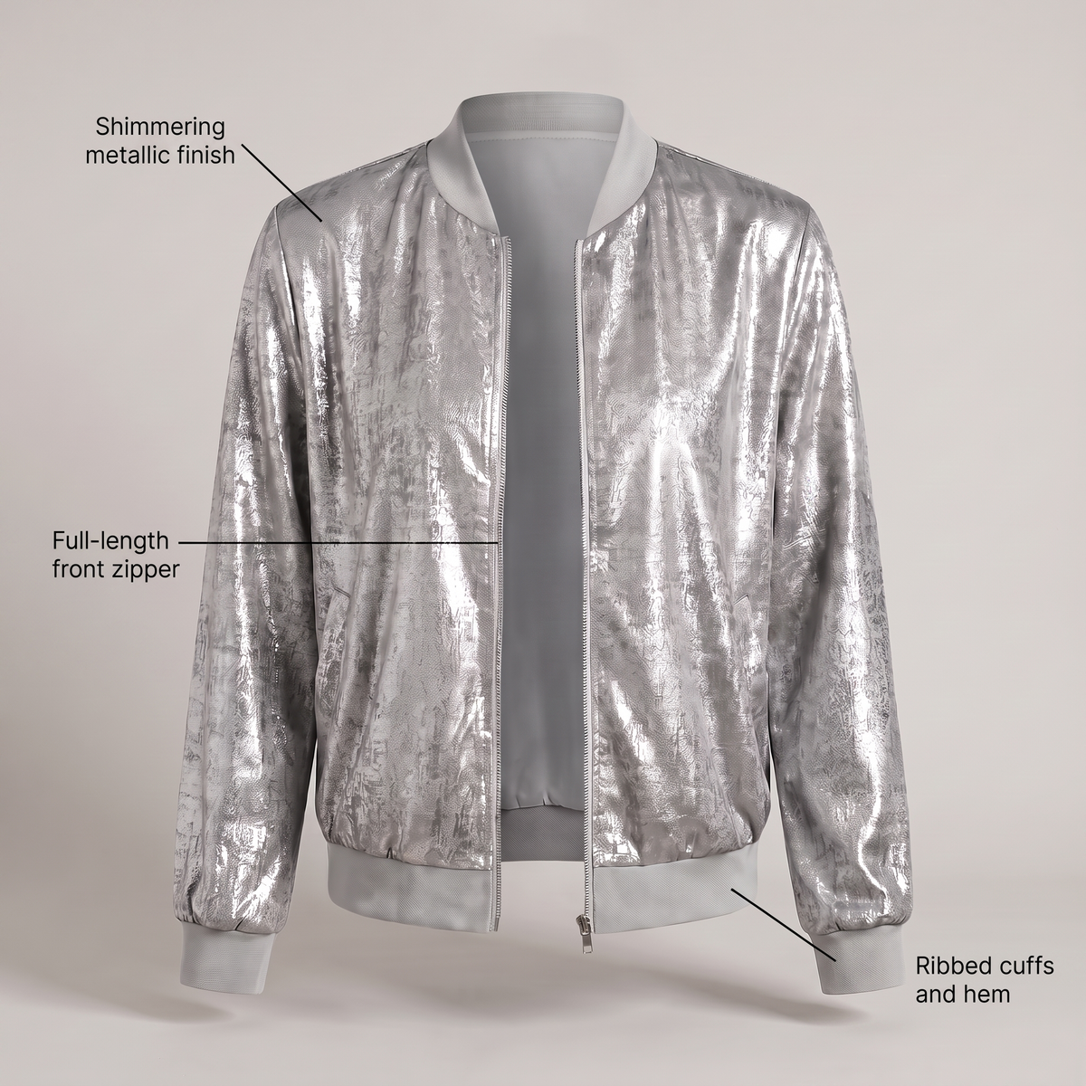 Unisex Jacket with Glitter Sleeve Detail