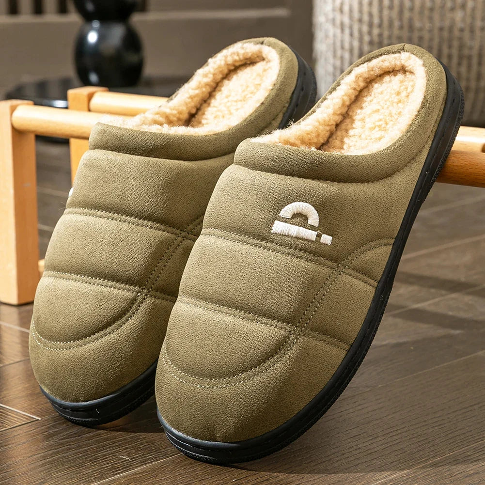 Unisex Suede Platform Slippers with Memory Foam