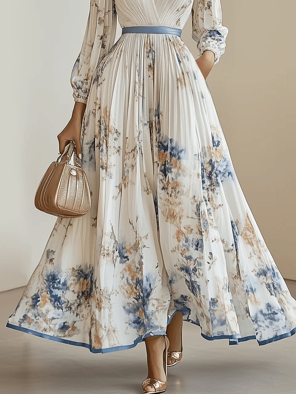 Women's Floral V-Neck A-Line Maxi Dress