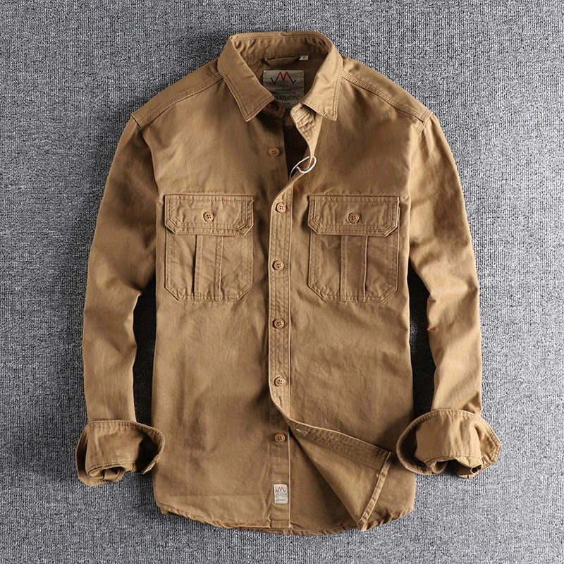 Unisex Cotton Overshirt Jacket with Double Chest Pockets