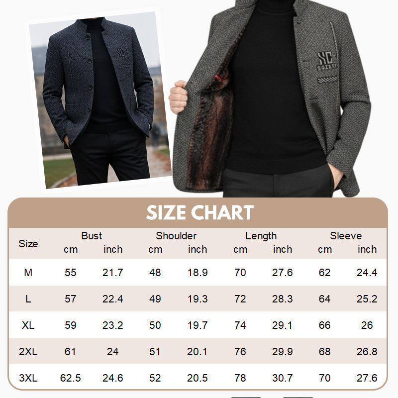 Men's Warm Coat with 3D Structured Fit and Pockets