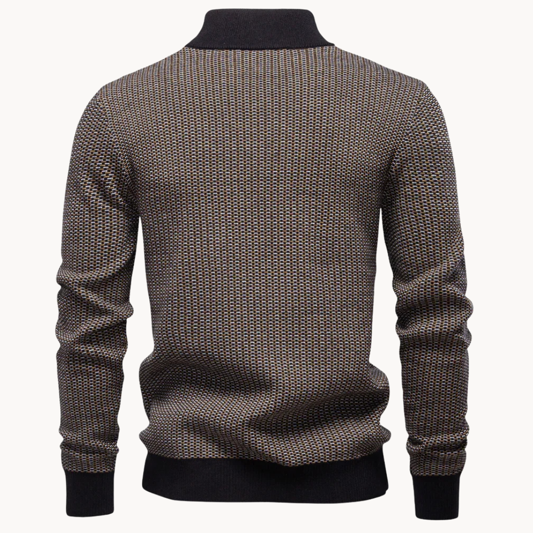 Men's Jacquard Knit Sweater with Half Zip