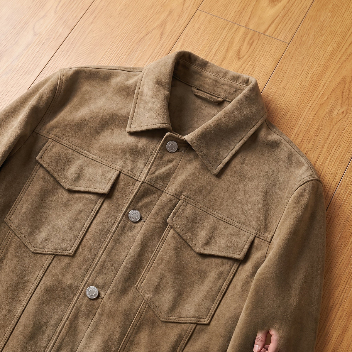 Unisex Jacket with Suede Touch and Slim Trucker Fit