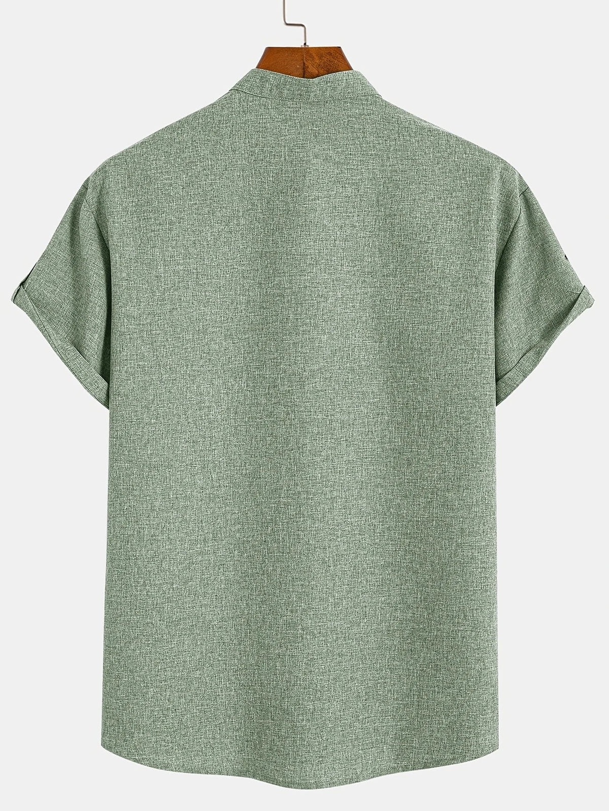 Men's Short-Sleeve Shirt with Stand Collar