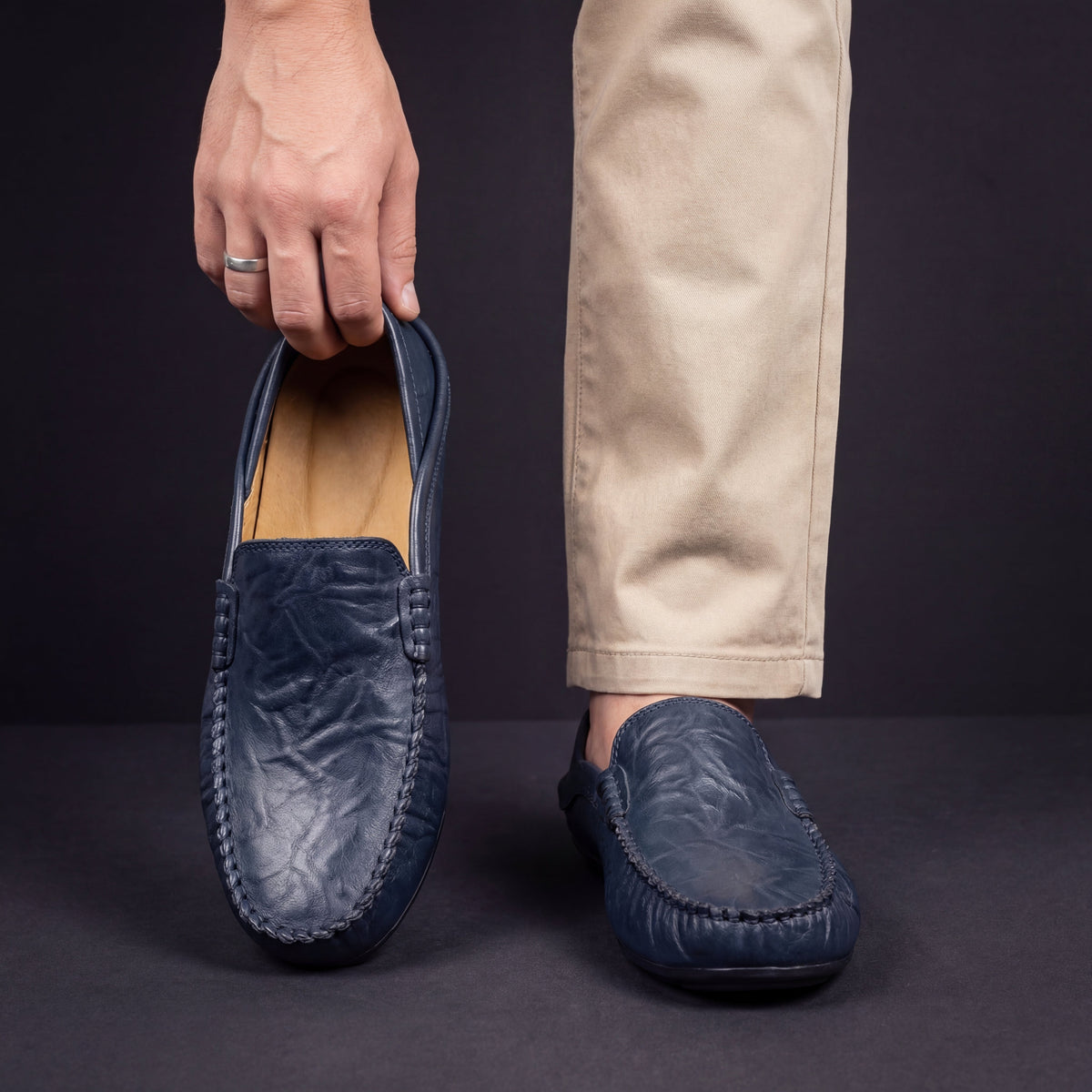 Men's Leather Loafers with Cushioned Sole
