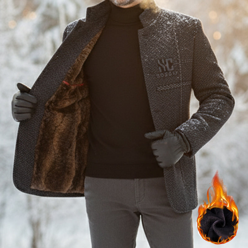 Men's Warm Coat with 3D Structured Fit and Pockets