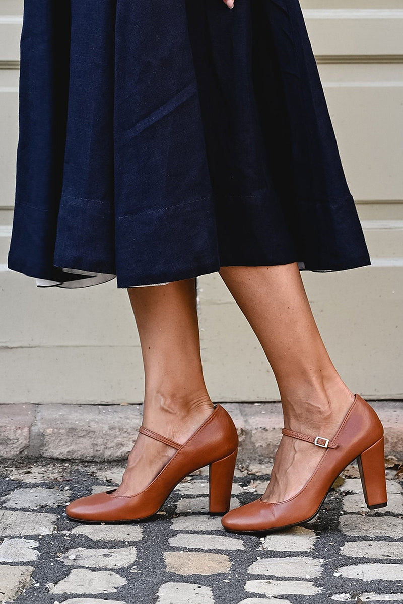 Women's Mary Jane Shoes with Block Heel and Instep Strap