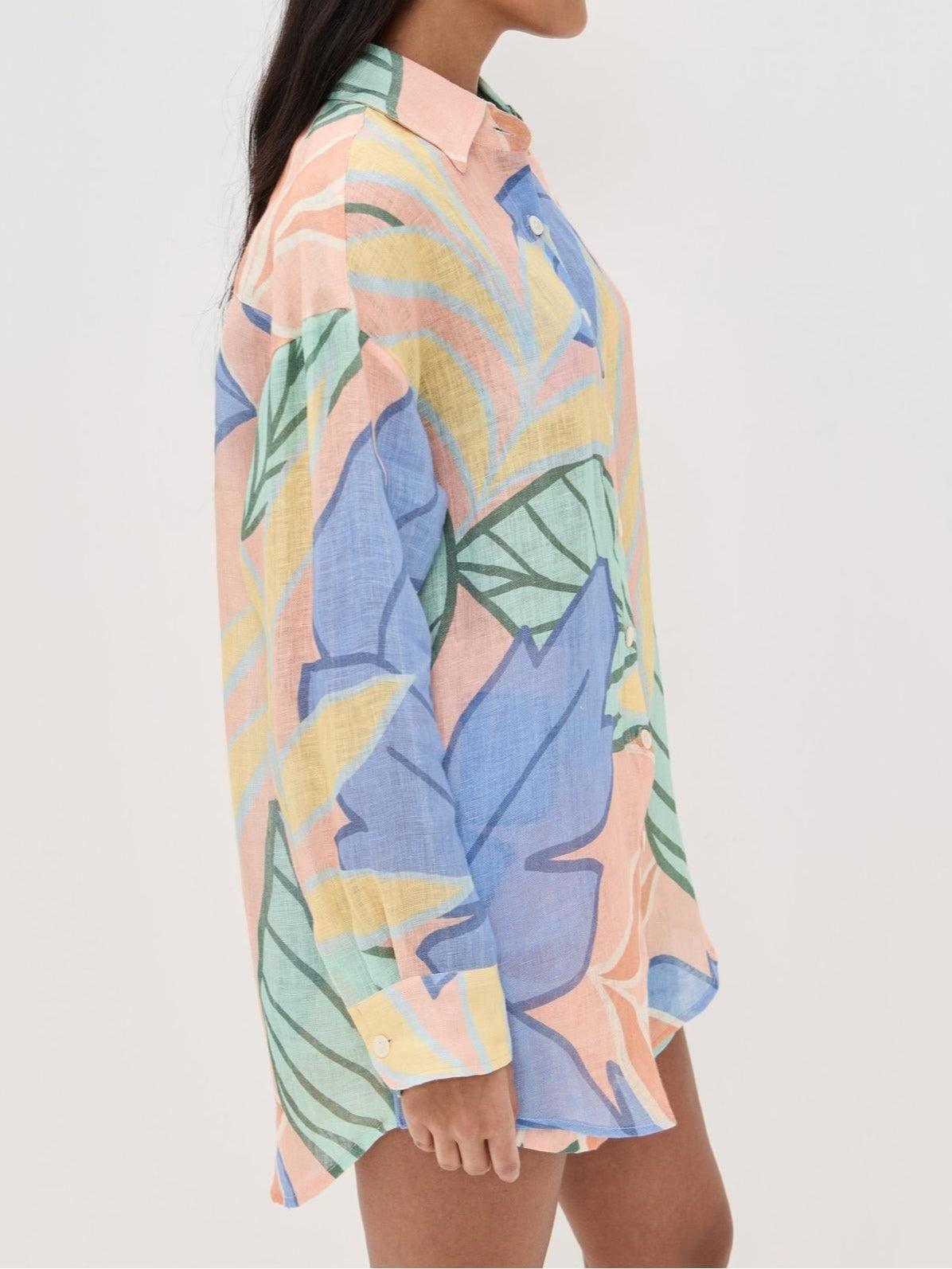 Women's Clothing Set with Tropical Leaf Print