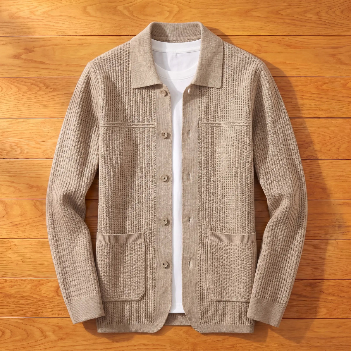 Unisex Cardigan in Jacquard Knit with Buttons
