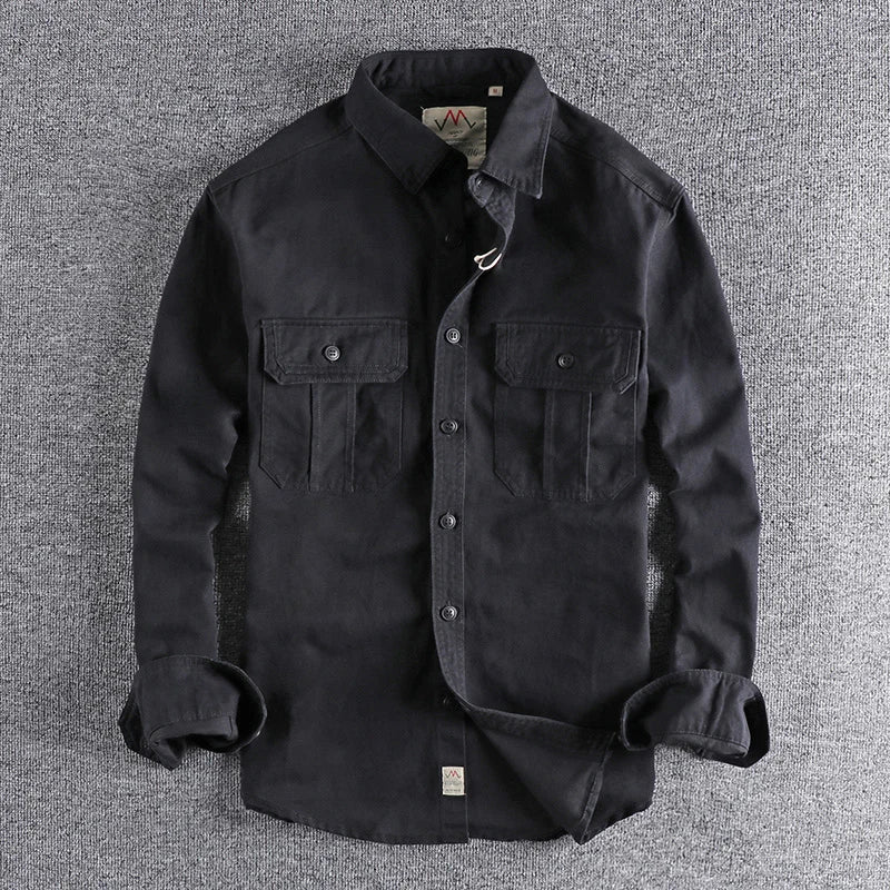 Unisex Cotton Overshirt Jacket with Double Chest Pockets