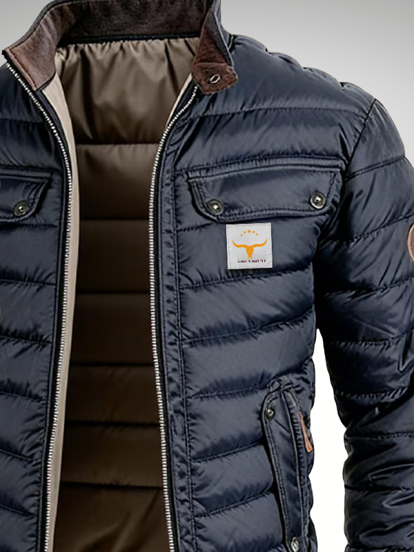 Men's Quilted Jacket with Stand Collar