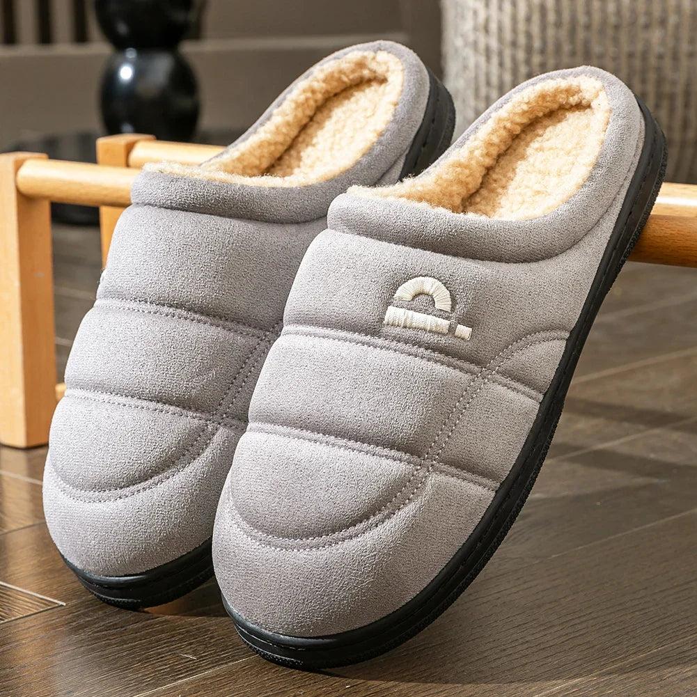 Unisex Suede Platform Slippers with Memory Foam