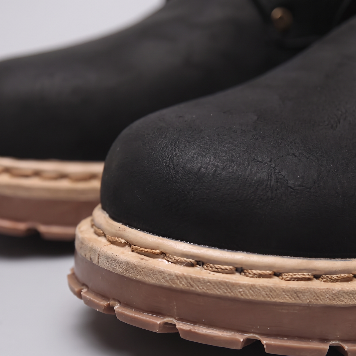 Unisex Leather Boots with Lace-Up Front and Rubber Sole